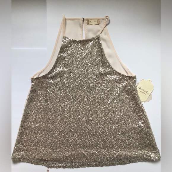Altar’d State Size Small Sleeveless Ivory Golden Sequin Top New - Picture 7 of 12